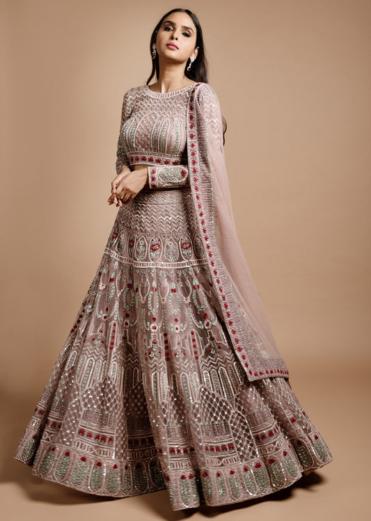 Mauve Grey Palatial Lehenga Set
