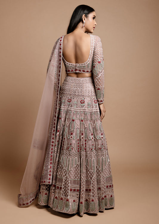 Mauve Grey Palatial Lehenga Set