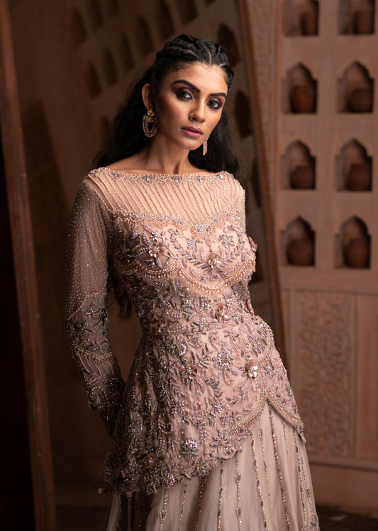 Blush Mauve Mughal Lehenga Set