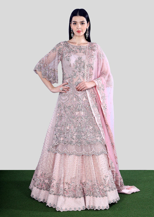 Pastel Pink Kurta Lehenga Persian Set