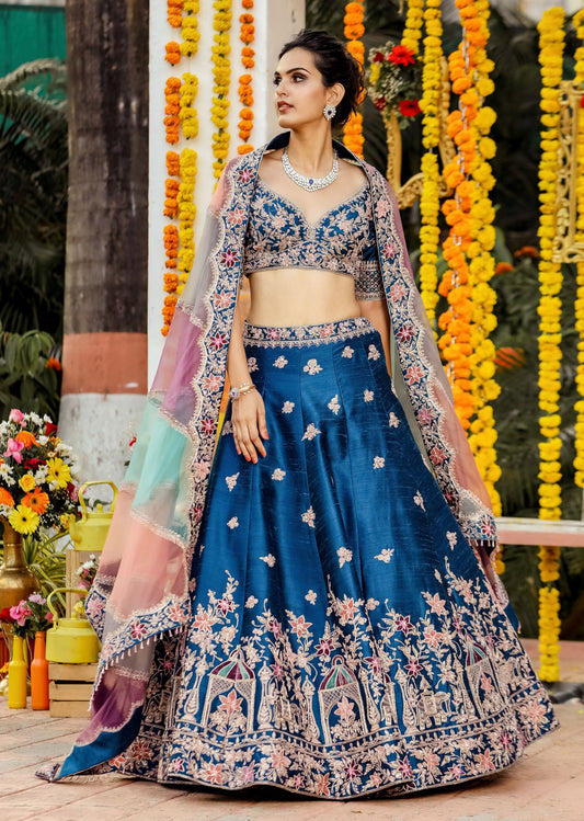 Sea Blue Nature Lehenga Set