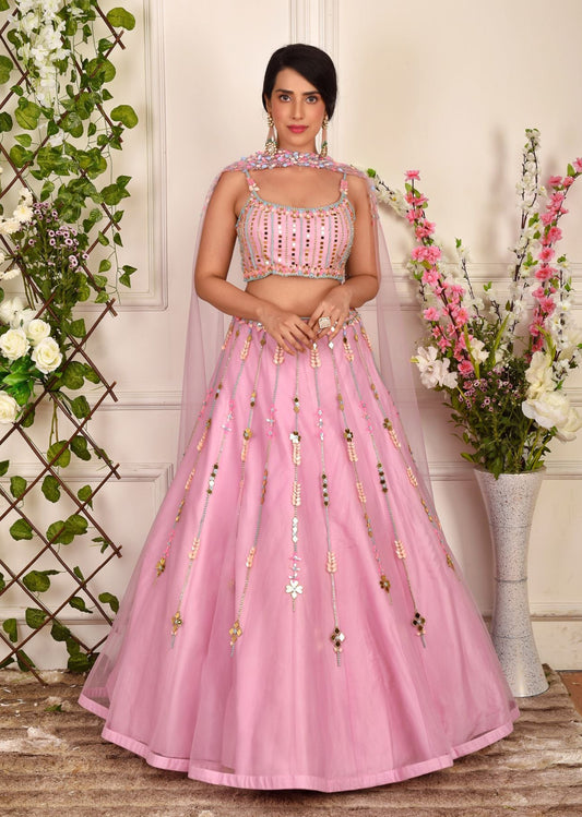 Lilac Pink Beaded Lehenga Set