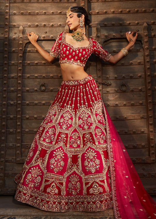 Bright Red Bridal Lehenga