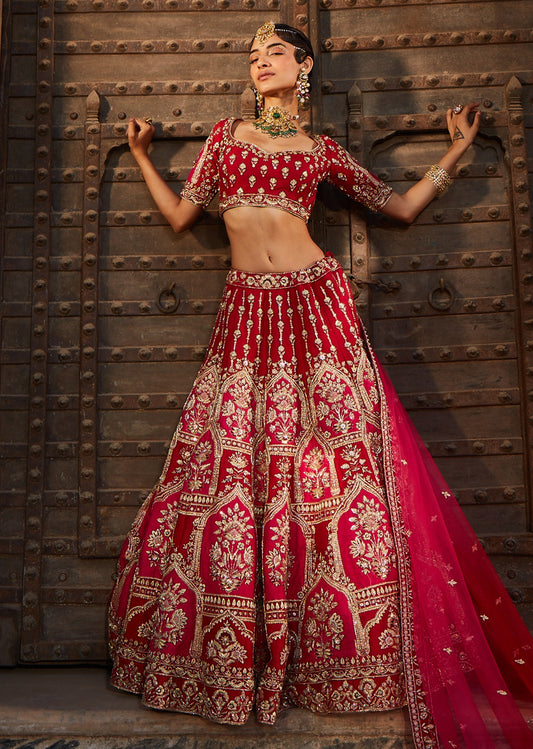 Bright Red Bridal Lehenga