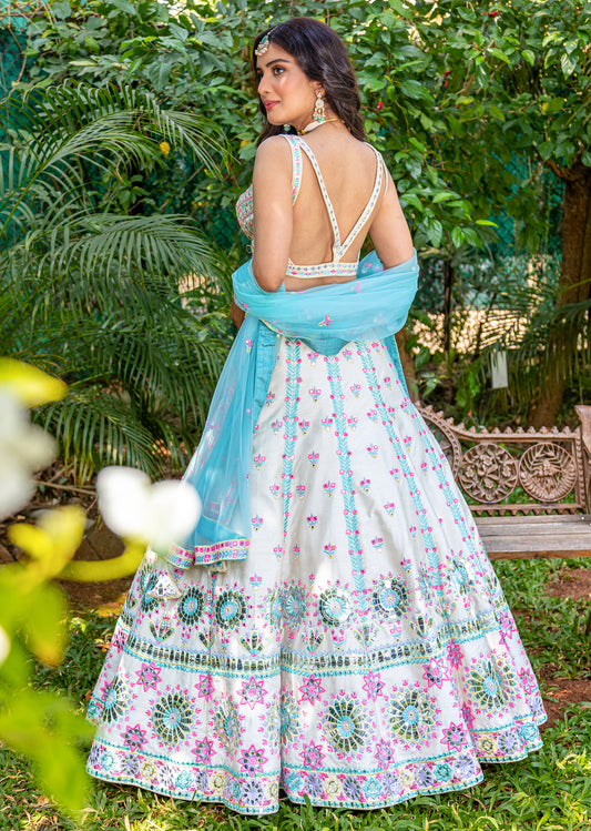 Ivory Pastel Petal Lehenga Set