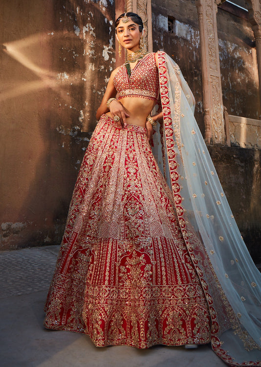 Red Hued Wedding Lehenga