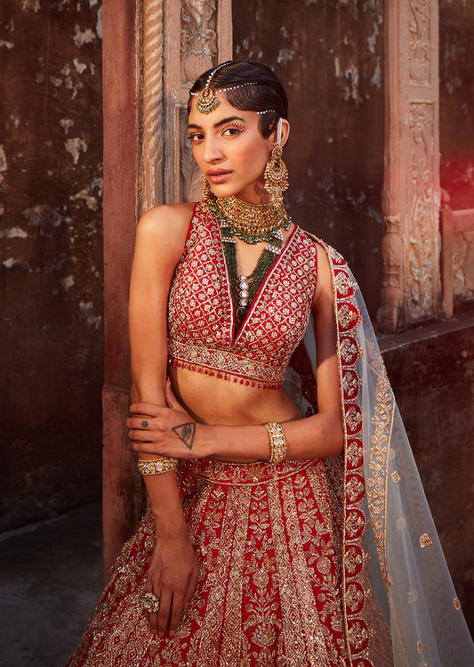 Red Hued Wedding Lehenga