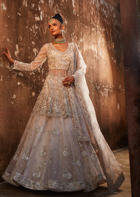 White Kurta Ghagra Set