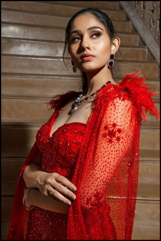 Cerise Celestial Lehenga set