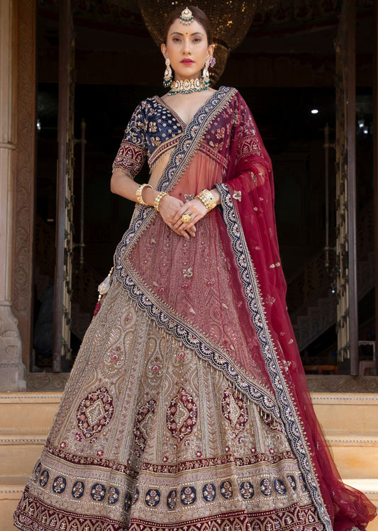Dahlia Dream Navy & Red Lehenga set