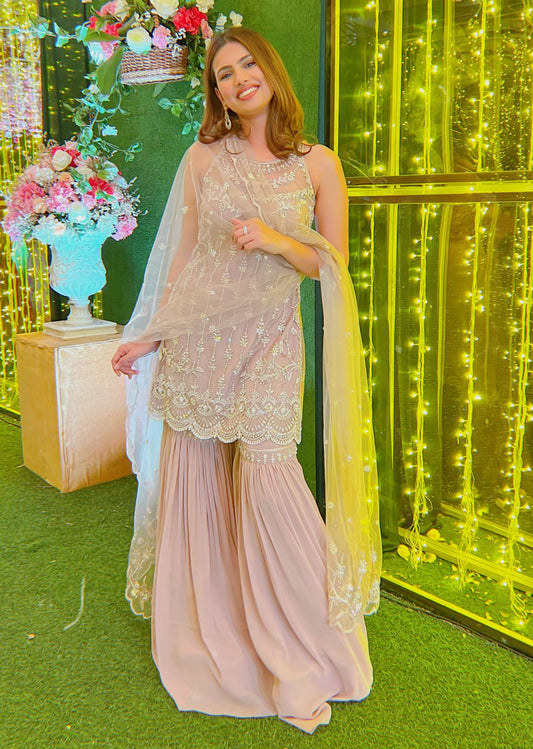 Aashna Hegde - Pastel Mauve Studded Garara Set