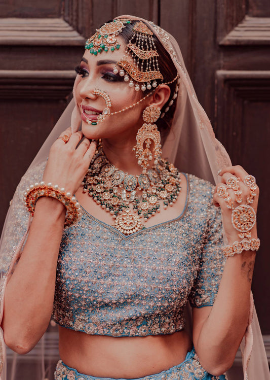 Cobalt Blue Scallop Lehenga Set