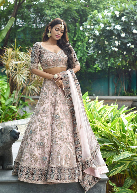 Blush Pink Vintage Lehenga Set