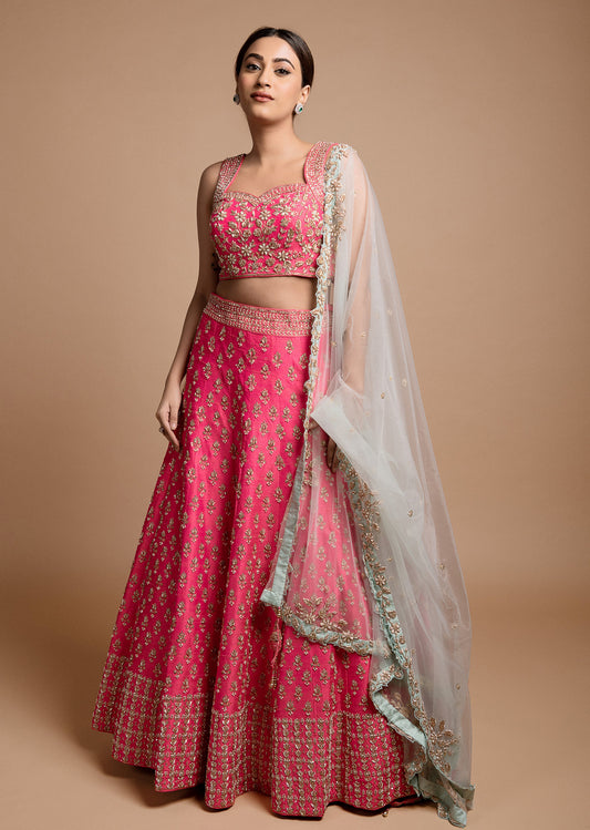 Fuchsia Pink Butti Lehenga Set