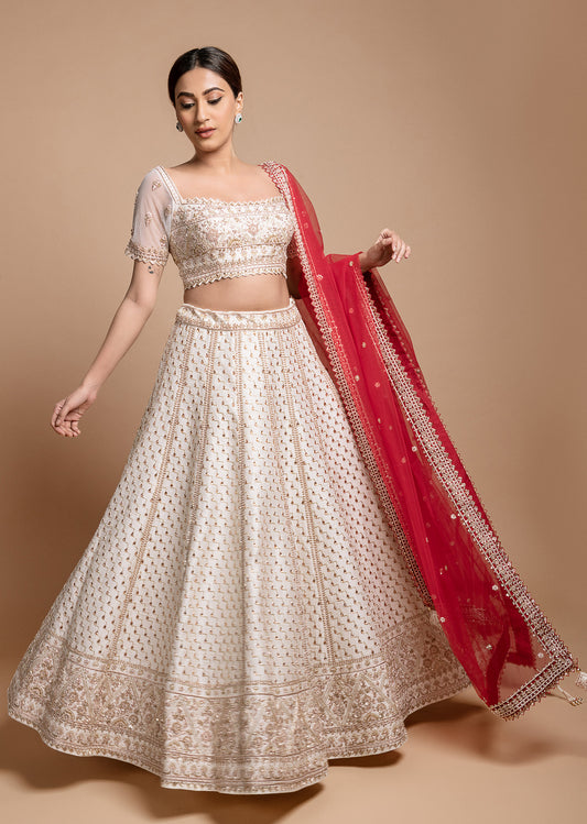 Ivory Abstract Lehenga Set