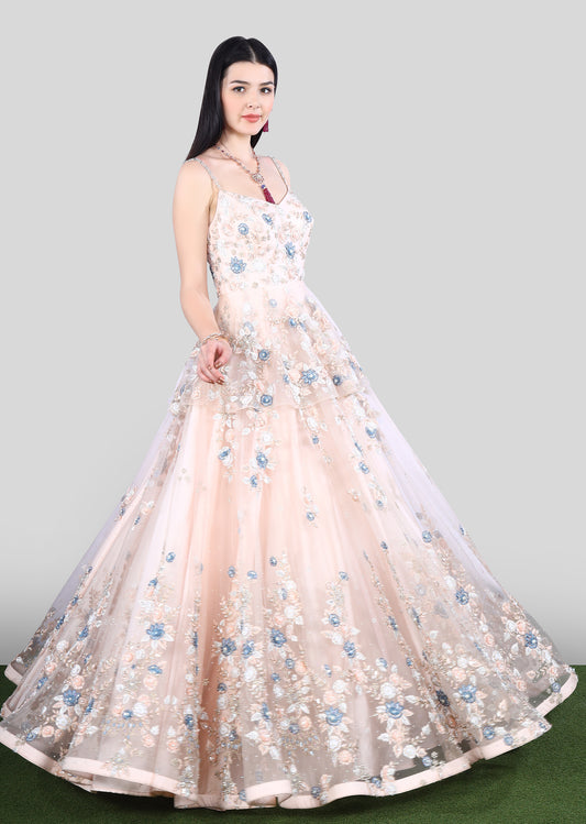 Blush Peplum Floral Gown