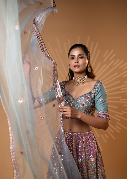 Vintage Mauve Trail Lehenga