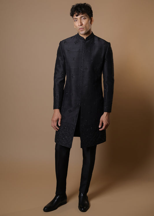 Ebony Heritage Handcrafted Sherwani Set