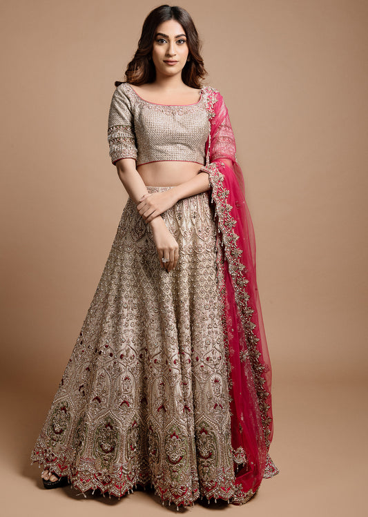 Antique Gold Bridal Lehenga Set