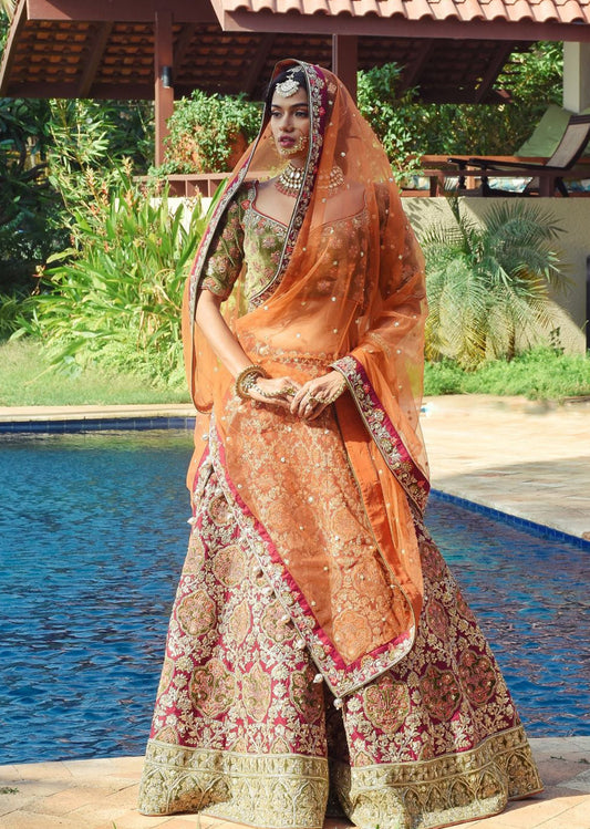 Sonya - Magenta Forest Lehenga Set