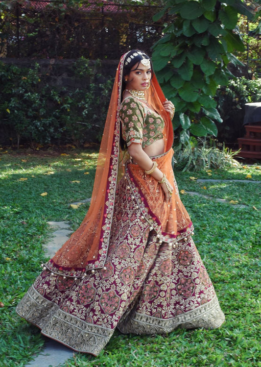 Sonya - Magenta Forest Lehenga Set