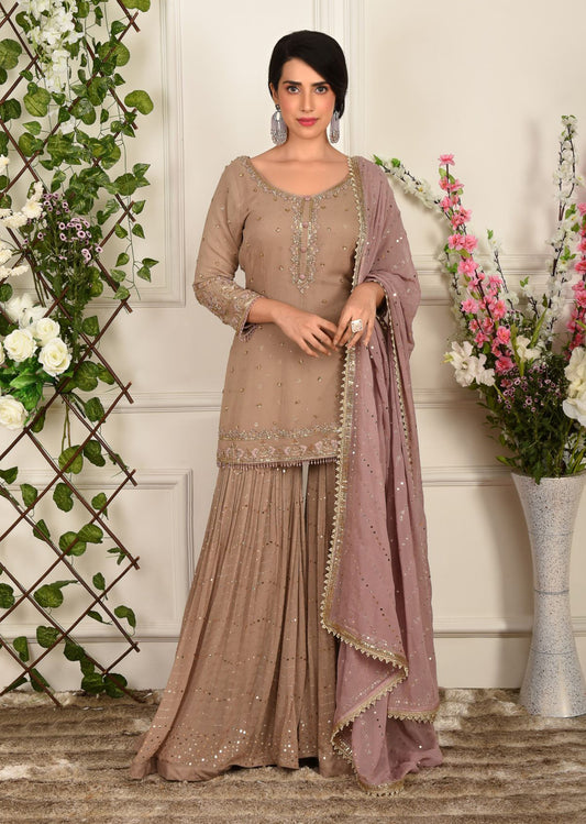 Ecru Mukaish Sharara Set