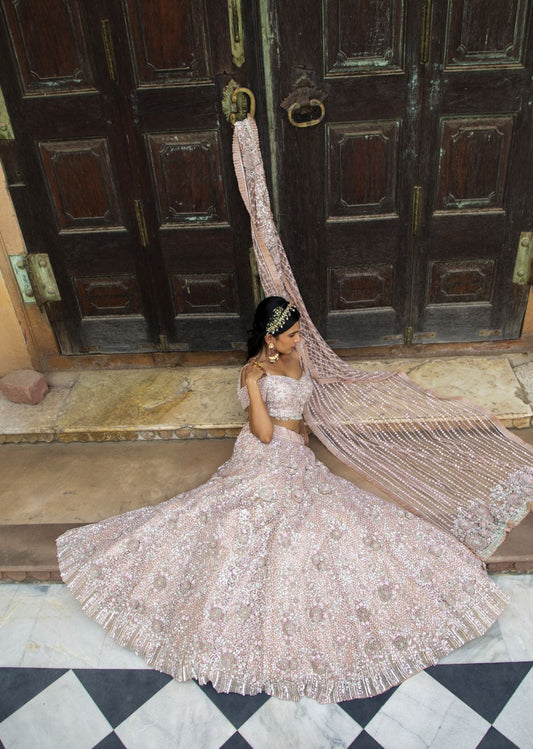 Princess Peach Off Shoulder Lehenga Set
