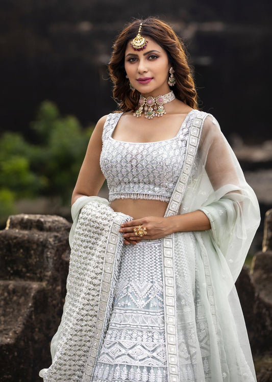 Pista Green Dori Work Lehenga Set