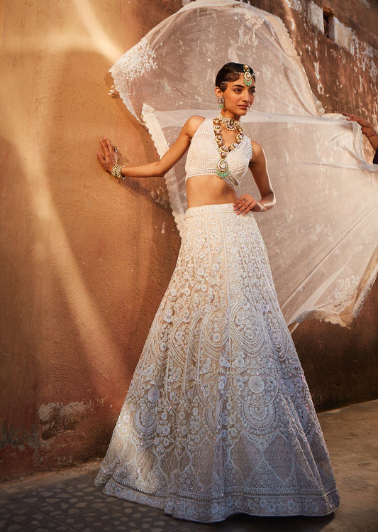 White Organza Lehenga
