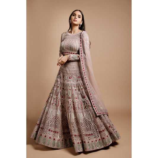 Mauve Grey Palatial Lehenga Set