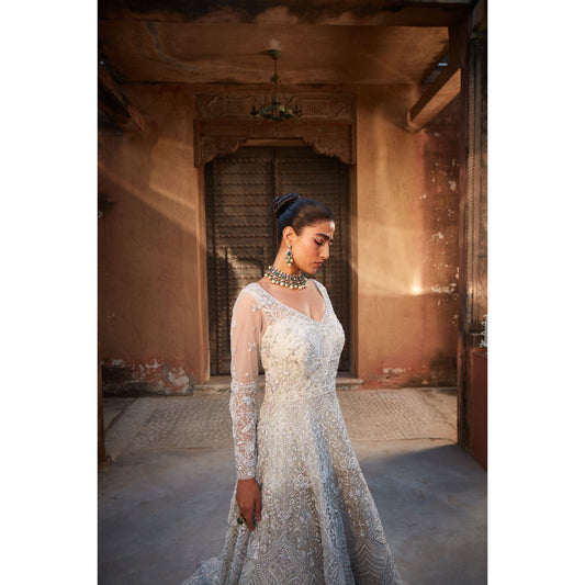 White Gharar Kurta Set