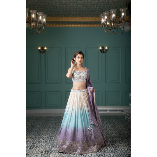 Ivory Ombre Lehenga Set