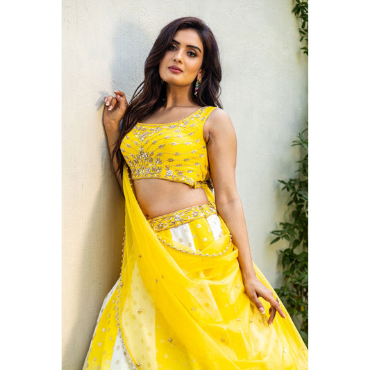 Canary And Ivory Benarasi Lehenga Set
