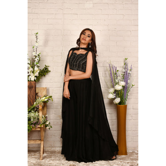 Black Layered Palazzo Set
