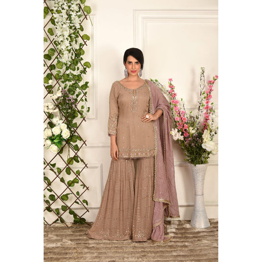 Ecru Mukaish Sharara Set