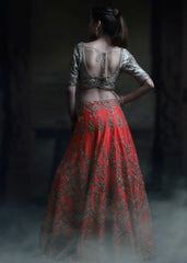 Coral Adira Lehenga