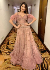 Vrushika Mehta - Dusky Pink Embroidered Gown