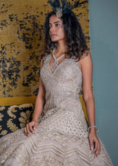 Fawn Geometric Floral Gown
