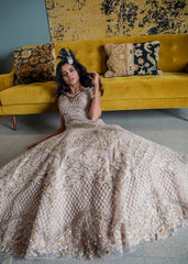 Fawn Geometric Floral Gown