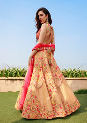 Peach And Coral Mirror Lehenga Set