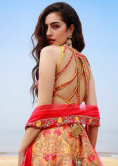 Peach And Coral Mirror Lehenga Set