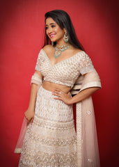 Shivangi Joshi - Ivory Light Gold  Lehenga Set