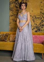 Lilac Mughal Motifs Lehenga Set