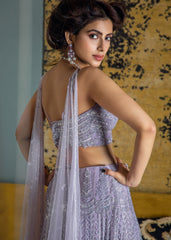 Lilac Mughal Motifs Lehenga Set