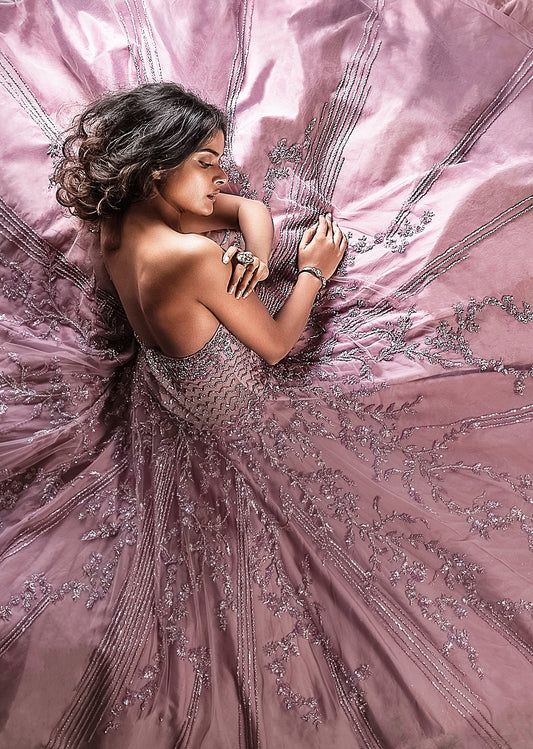 Dusky Mauve Strapless Gown