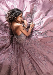 Dusky Mauve Strapless Gown