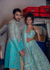 Sea Green Threadwork Lehenga Set