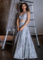 Powder Blue Resham Bagh Lehenga Set