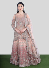 Peach Pink Ombre Bridal Kurta Lehenga Set