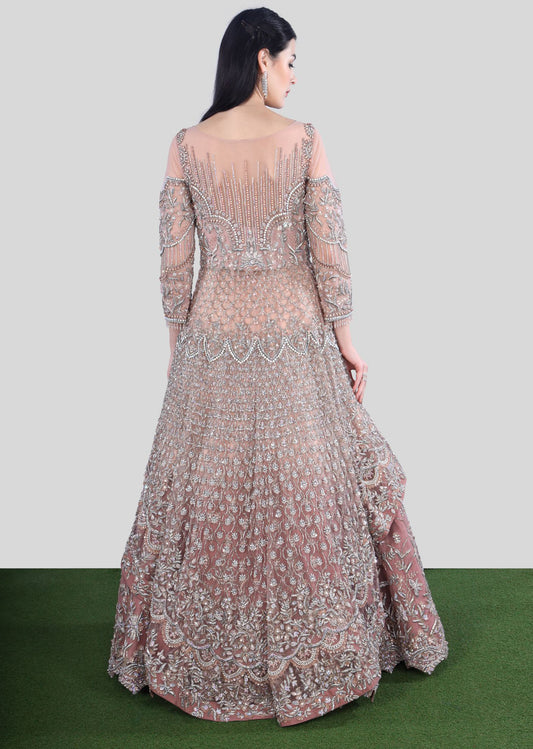 Peach Pink Ombre Bridal Kurta Lehenga Set
